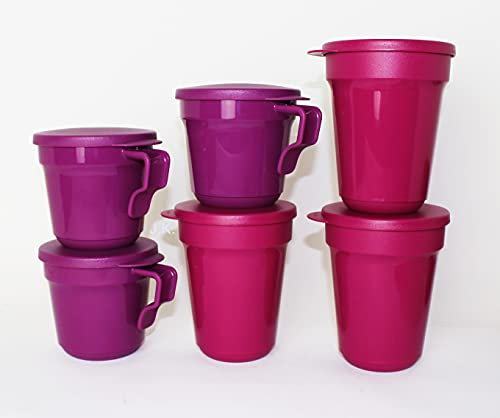 TUPPERWARE Aloha 3x Trinkbecher 470ml Beere + Aloha 3x Tasse mit Henkel 350ml Lila + 750ml Goldene Flasche TUPPERWARE Aloha 3x Trinkbecher 470ml Beere + Aloha 3x Tasse mit Henkel 350ml Lila + 750ml Goldene Flasche von Tupperware