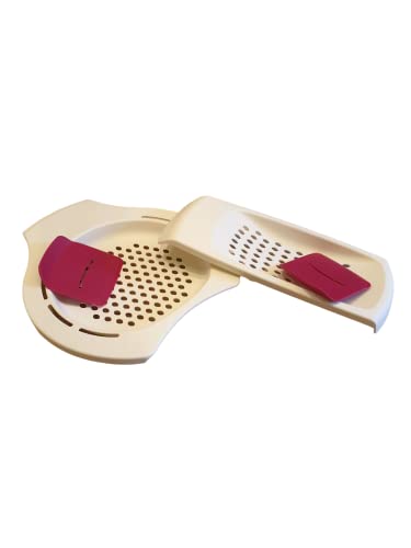TUPPERWARE Backen P22 Kleine Spätzleria Spätzlekönig weiß mit Teigspatel Rot + Große Spätzleria weiß mit Teigspatel Rot + Hängelöffel Rot von TUPPERWARE Mikrowelle