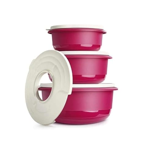 TUPPERWARE Brand Ultimate Rührschüsseln – inklusive 3 Schalen mit Deckel und Spritzschutz zum Vorbereiten, Mischen, Schneebesen, Abseihen, Tragen und Aufbewahren – spülmaschinenfest und BPA-frei von Tupperware