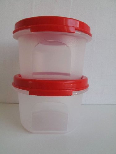 TUPPERWARE Circular Deko Back Zauber Dosen Rot (2) 200 ml für Kaffee Pads von Tupperware