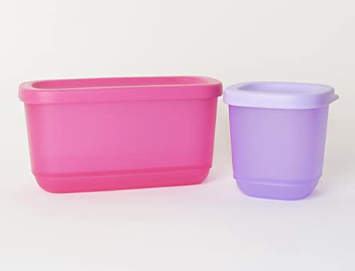 TUPPERWARE Eisscholle Cubix Gefrier-Behälter Gefrierbehälter 1x 110ml Flieder + 1x 250ml Pink + Kugelschreiber von Tupperware