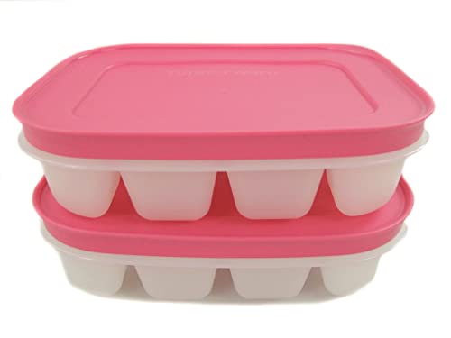 TUPPERWARE Eiswürfler Gefrier-Behälter mini Eiswürfel Eis mit rosa Deckel (2) 11287 von Tupperware
