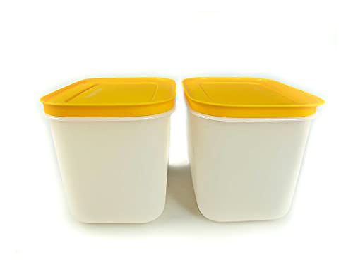 TUPPERWARE Gefrier-Behälter (2) 1,1 L orange-weiß hoch Eis-Kristall Eiskristall von Tupperware