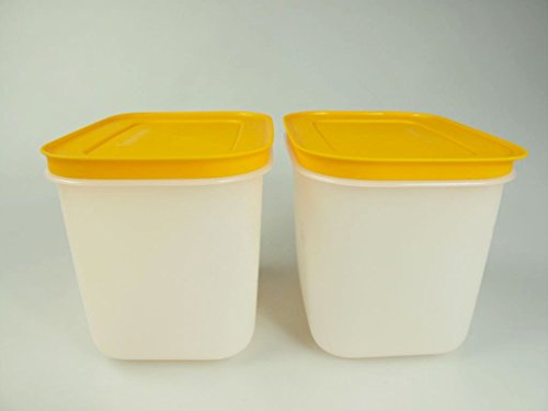 TUPPERWARE Gefrier-Behälter (2) 1,1 L orange-weiß hoch Eiskristall Eis-Kristall P 21621 von Tupperware