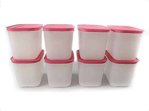 TUPPERWARE Gefrier-Behälter (8) 1,1 L pink-weiß Eis-Kristall Gefrier Eiskristall von Tupperware