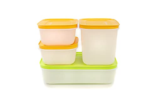 TUPPERWARE Gefrier-Behälter 1,0L grün flach Eis-Kristall +1,1 L + 450 ml (2) von Tupperware