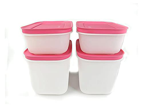 TUPPERWARE Gefrier-Behälter 1,1 L (2) + 450 ml (2) pink Eis-Kristall Eiskristall von Tupperware