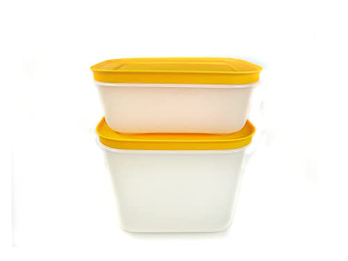 TUPPERWARE Gefrier-Behälter 1,1 L + 450 ml orange-weiß Eis-Kristall Eiskristall von Tupperware
