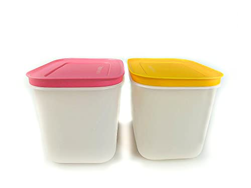TUPPERWARE Gefrier-Behälter 1,1 L pink-weiß+orange-weiß Eis-Kristall Eiskristall von Tupperware