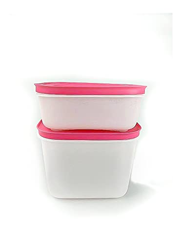 TUPPERWARE Gefrier-Behälter 1,1L hoch + 450ml pink-weiß Eis-Kristall Eiskristall von Tupperware
