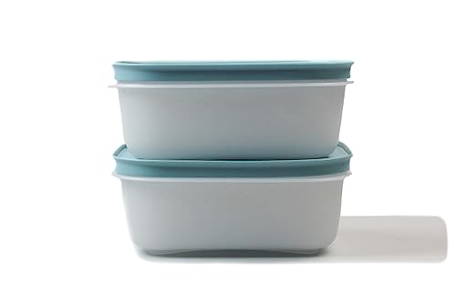 TUPPERWARE Gefrier-Behälter 450 ml (2) weiß-blau Eiskristall Behälter Kristall P 21735 von Tupperware