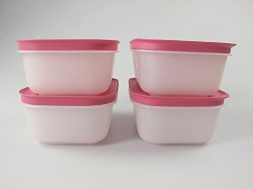 TUPPERWARE Gefrier-Behälter 450 ml (4) weiß-pink Eiskristall Eis-Kristall P 20033 von Tupperware