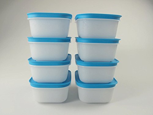 TUPPERWARE Gefrier-Behälter 450 ml (8) weiß-blau Eiskristall Eis-Kristall P 21765 von Tupperware