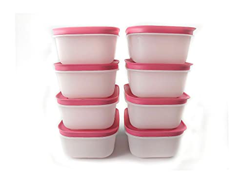 TUPPERWARE Gefrier-Behälter 450 ml weiß-pink Eis-Kristall (8) Eiskristall von Tupperware