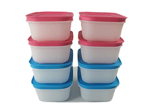 TUPPERWARE Gefrier-Behälter 450ml blau-weiß (4) + pink-weiß (4) Eis-Kristall von Tupperware