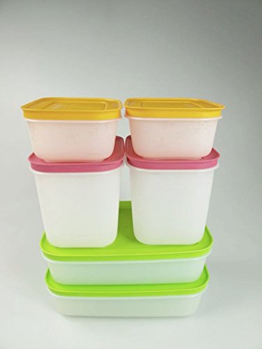 TUPPERWARE Gefrier-Behälter Eis-Kristall 1,0L (2) + 1,1L (2) weiß-pink+450ml (2) P 21725 von Tupperware