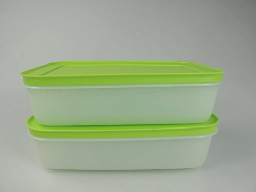 TUPPERWARE Gefrier-Behälter Eiskristall 1,0 L (2) grün-weiß flach Eis-Kristall P 19914 von Tupperware