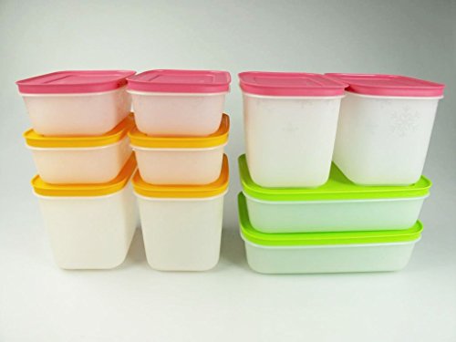 TUPPERWARE Gefrier-Behälter Eiskristall 1,1L pink 1,0L grün + 450ml Eis-Kristall P 20028 von Tupperware