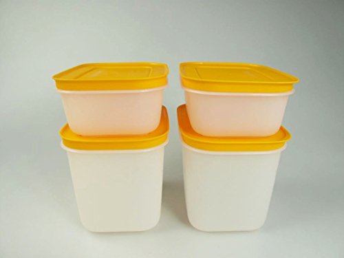 TUPPERWARE Gefrier-Behälter Eiskristall 450 ml (2)+1,1L (2) orange Eis-Kristall P 21732 von Tupperware