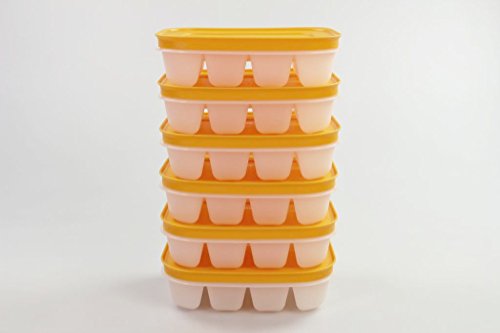 TUPPERWARE Gefrier-Behälter Eiswürfler (6) orange mit Deckel mini Eiswürfel Eis von Tupperware