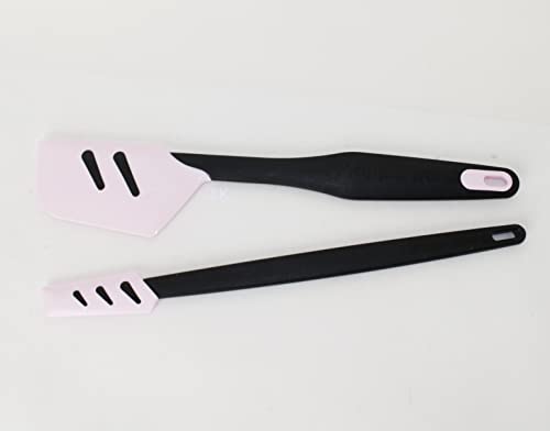 TUPPERWARE Mikrowelle Griffbereit Top-Schaber schwarz-rosa D167 + Kleiner Teigschaber Silikon schwarz-rosa D78 + Kiwi Löffel von Tupperware