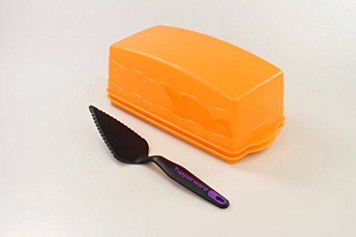TUPPERWARE Junge Welle oranger Kastenkuchenbehälter + Tortenstück schwarz-lila P 26954 von Tupperware