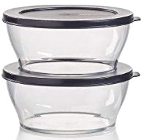 TUPPERWARE Klar Elegant 4,2 Tasse 990ml Schüssel 2er Set Schwarz Dichtung TUPPERWARE Klar Elegant 4,2 Tasse 990ml Schüssel 2er Set Schwarz Dichtung von Tupperware