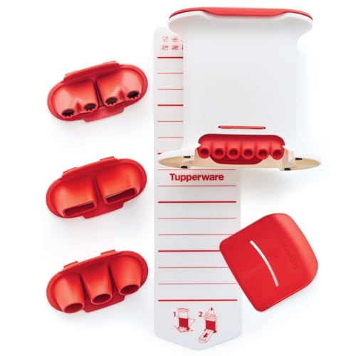 TUPPERWARE Küchenhelfer Multipresse rot weiß + 4 Einsätze Gnocchi Teigpresse von Tupperware