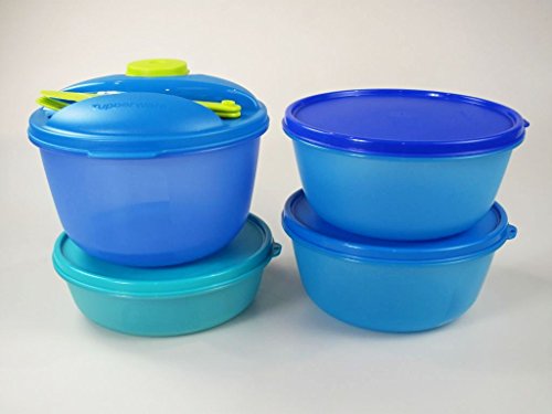 TUPPERWARE Kühlschrank Clarissa 2L +1,5L blau + 1L türkis + Salat & Go 1,5L blau von Tupperware