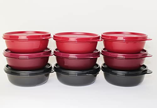Tupperware Kühlschrank Hit-Parade 3x300ml, Schwarz, Rot, Weinrot, Flip-Top Verschluss, Spülmaschinenfest, Kunststoff, Retro, Vintage, Lebensmittelbehälter, Behälter, Klein, 3311691 von TUPPERWARE Mikrowelle