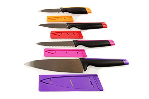 TUPPERWARE Messer Universal-Serie lila Koch+pink Wellenschliff+Gemüse orange+rot von Tupperware