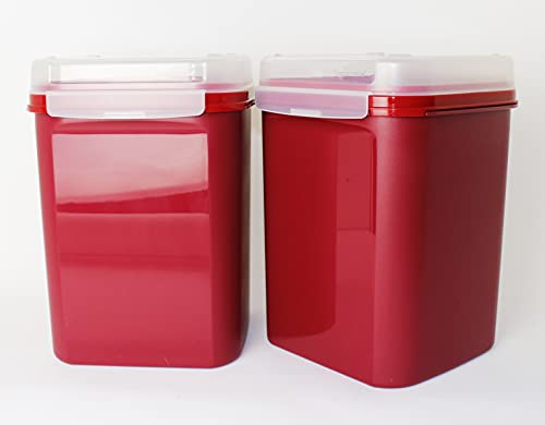 TUPPERWARE Mikrowelle Bellevue 2x 5,5L Weinrot/Bordeaux Vorratsdose, Trockenlagerung + Softlöffel Orange von Tupperware