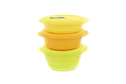 TUPPERWARE Mikrowelle CrystalWave 800ml limette+600ml orange+400 gelb Micro Pop 17199 von Tupperware