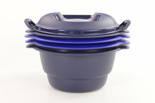 TUPPERWARE Mikrowelle Micro Urban Millennial 2,0L dunkelblau rund Dampfgarer 15453 von Tupperware