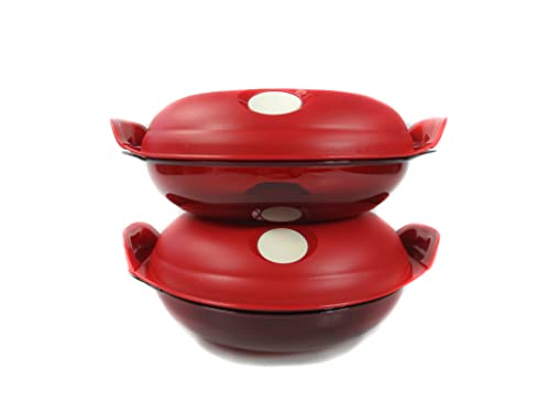 TUPPERWARE Mikrowelle Mikro-Fix rund 0,7L rot (2) Dose l50 Mikro Micro 15529 von Tupperware