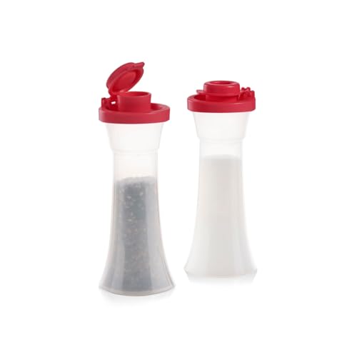 TUPPERWARE Mini 10.2 cm Sanduhr Salz- und Pfefferstreuer rote Dichtung TUPPERWARE Mini 10.2 cm Sanduhr Salz- und Pfefferstreuer rote Dichtung von Tupperware