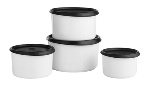 TUPPERWARE One Touch Topper Stapelkanister 4er Set schwarz Dichtung von Tupperware