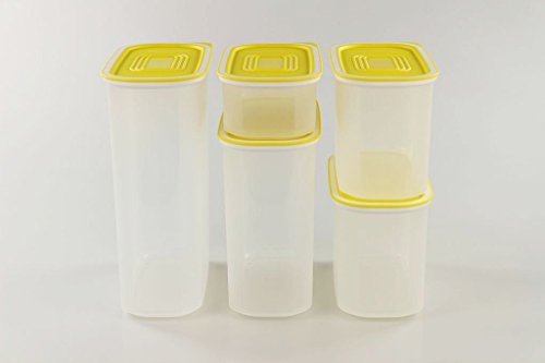 TUPPERWARE Quadro 1,7 L gelb Dose Behälter Vorrat + 1,25 L + 800 ml (2) + 320 ml von Tupperware
