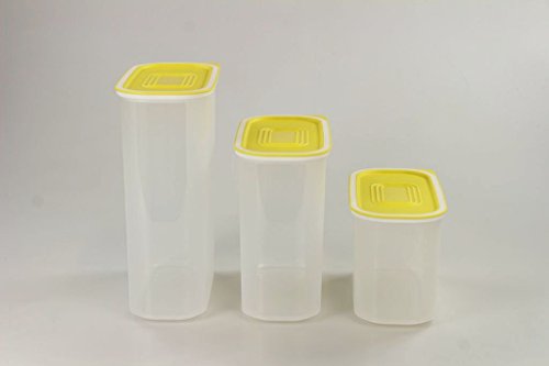 TUPPERWARE Quadro 1,7 L weiß gelb Dose Behälter Vorrat Optimum + 1,25 L + 800 ml P24645 von Tupperware