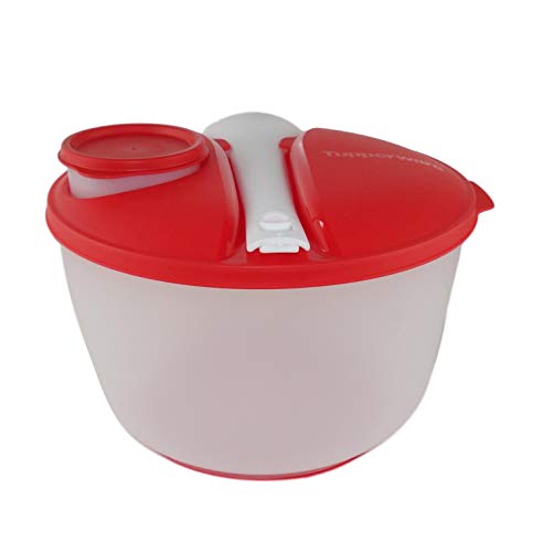 TUPPERWARE Salat&Go Besteck+Behälter To Go Picknick Salatparty 3,9L rot-weiß 10425 von Tupperware