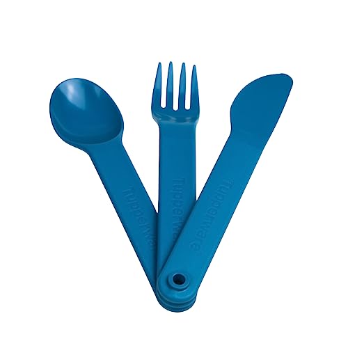 TUPPERWARE To Go Picknick Besteck SET türkis Messer + Gabel + Löffel + Box + Trichter von Tupperware