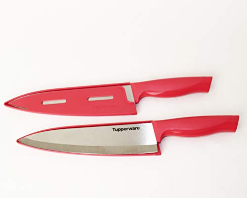 TW TUPPERWARE Messer 2X Chefmesser Küchenmesser in Lachs mit Klingenschutz + Mini Trichter lila von Tupperware