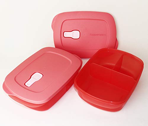 TW TUPPERWARE Micro Crystal Wave 2X 1,0L ROSA mit Einteilung Mikrowelle Geschirr + Minifaltsieb Schwarz von Tupperware