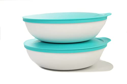 Tupperware Allegra 740 ml türkis/weiß Schale Schüssel servieren Servierschale (2) 36633 von Tupperware