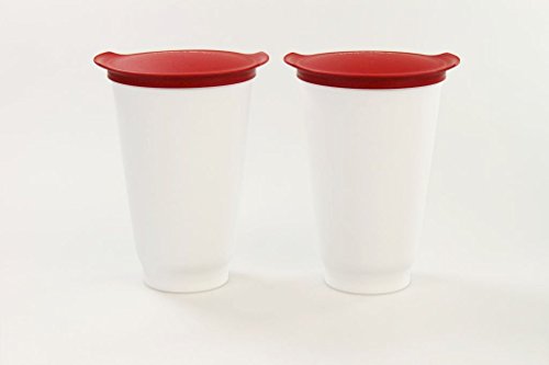 Tupperware Allegra Cup 450 ml rot weiß (2) Becher Getränkebecher Trinkbecher P 27066 von Tupperware