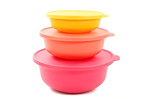 Tupperware Aloha 2L Hellrosa + 1L lachs + 450ml gelb Schüssel Servierschüssel von Tupperware