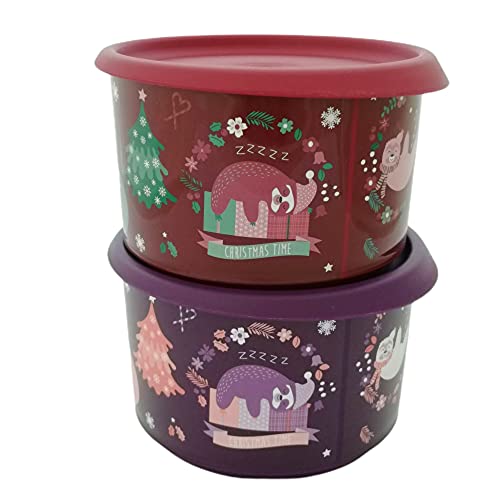 Tupperware Bingo Dose 575 ml dunkelrot und lila mit Weihnachten Motiv Trockenvorrat Vorrat Behälter von Tupperware