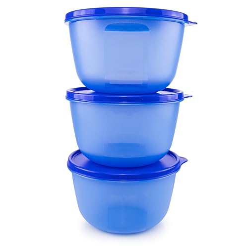 Tupperware Clarissa Schüssel 3x 1,9 L blau Salatschüssel, Rührschüssel, Backschüssel von Tupperware