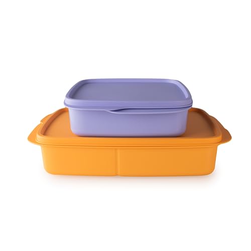 Tupperware Clevere Pause Lunchbox Set (2) 1 L Orange + 550 ml Flieder (inkl. Kiwilöffel) von Tupperware