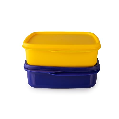 Tupperware Clevere Pause Lunchbox Set (2) 550 ml Blau + 550 ml Gelb (inkl. Hängelöffel) von Tupperware